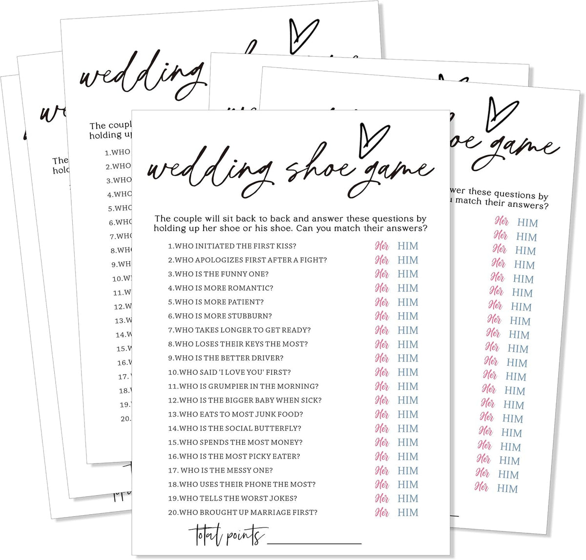 Fun Wedding Games Set - 25 Bridal Shower Games Cards, Engaging Bridal Party Entertainment for