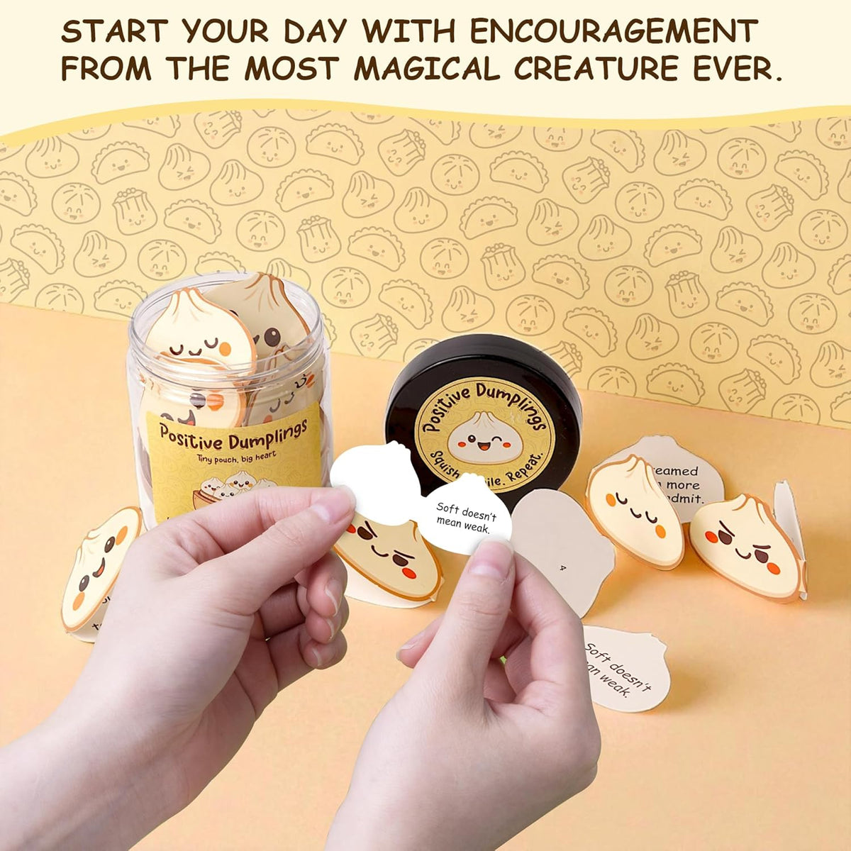 Positive Dumpling Jar – 60 Funny Emotional Uplifting Support Dumplings Affirmation, Back to School