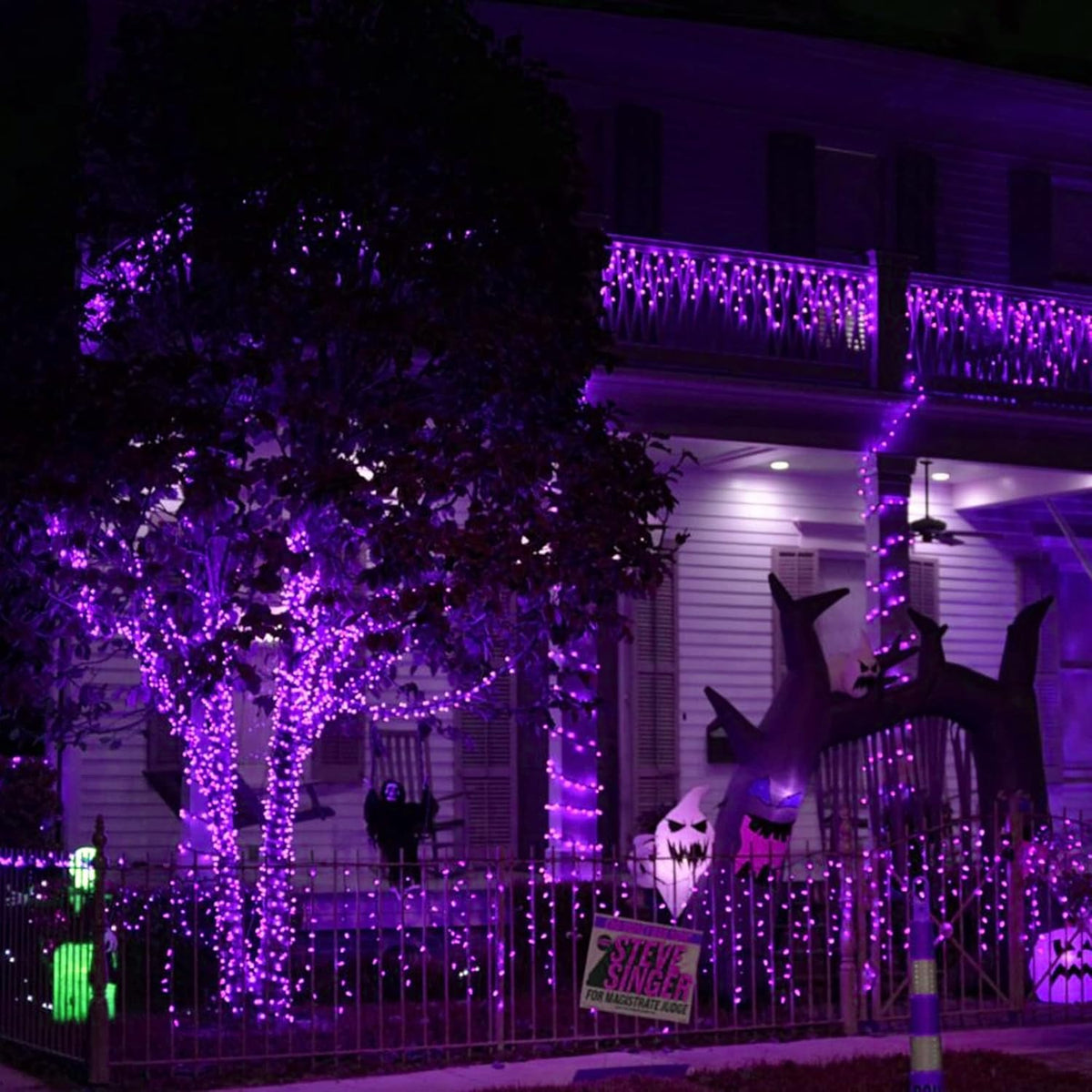 Dazzle Bright Purple Halloween Fairy String Lights, 4 Pack Total 80FT 240LED Copper Wire Battery