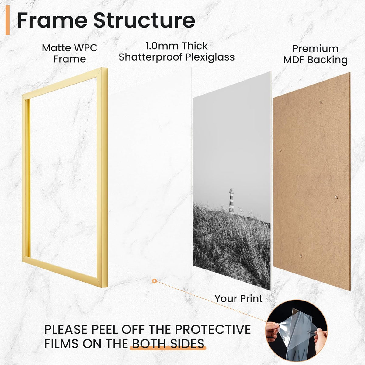 8x10 Picture Frame, Display 8x10 Photo Frames - High Definition Plexiglass - Vertical and
