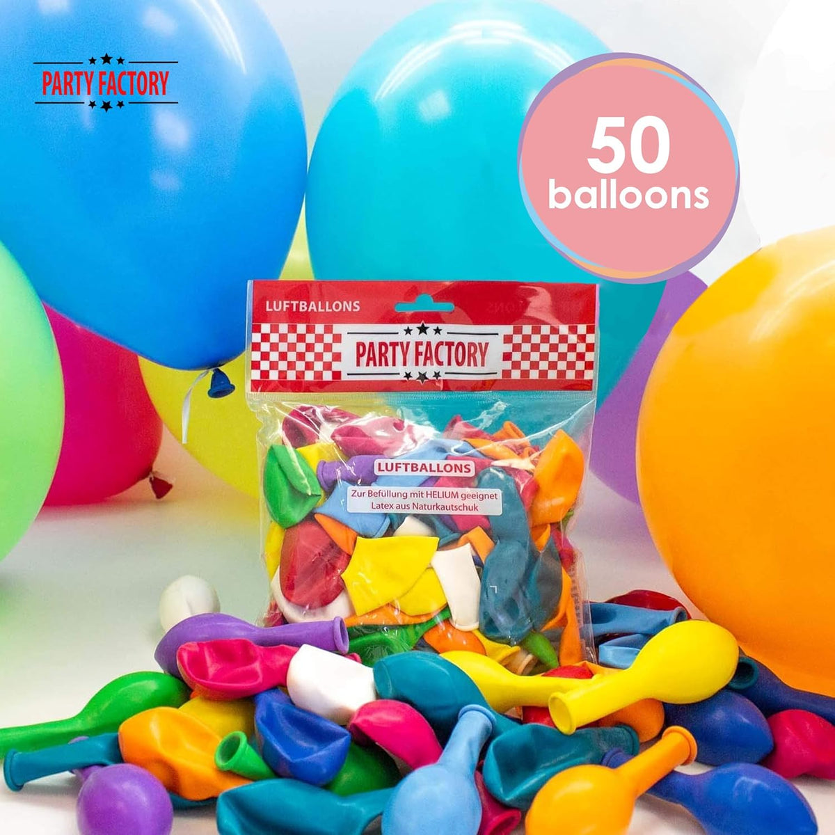 Party Factory Helium bottle for up to 50 Balloons incl. Latexballoons, Helium Cylinder 14 cu. ft.