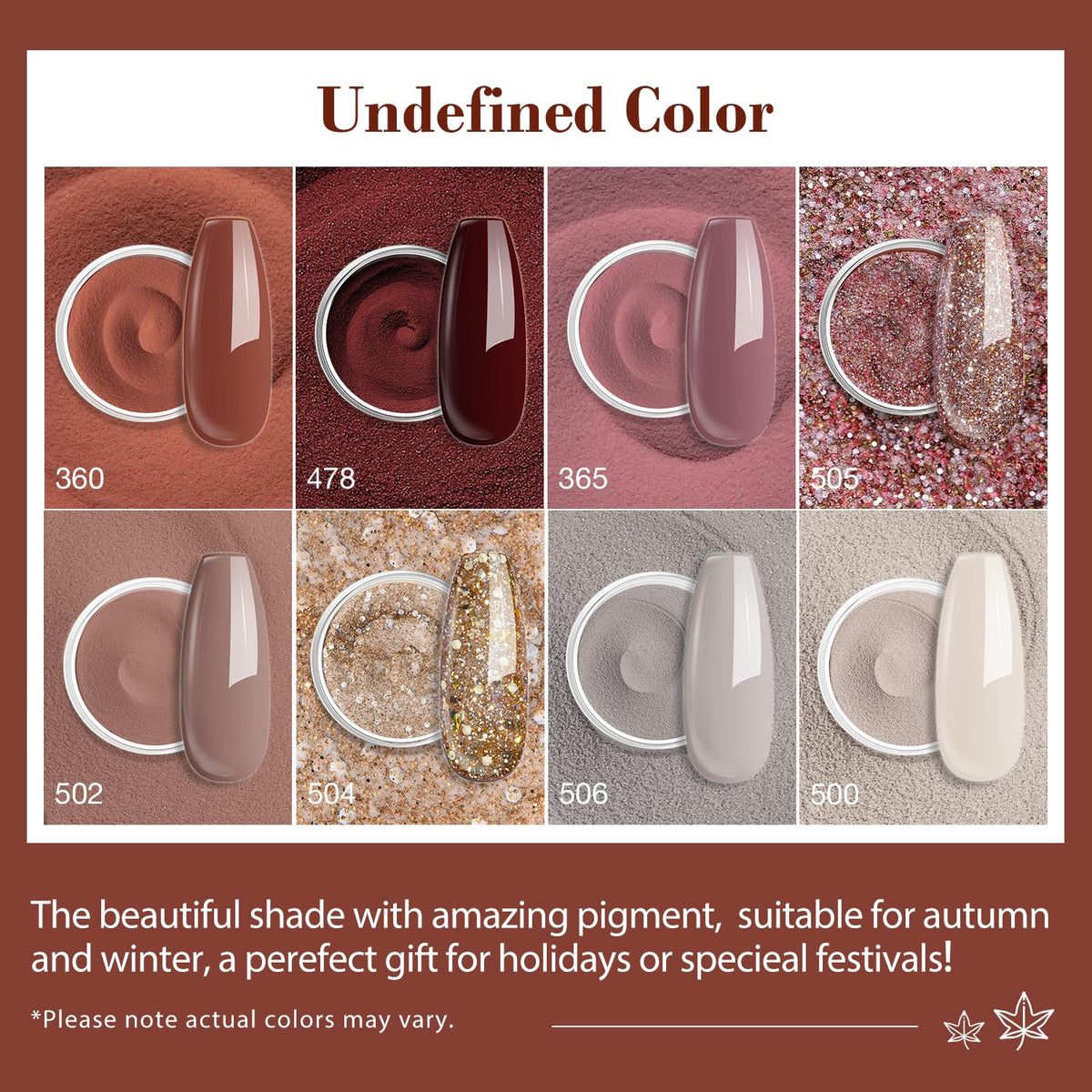 AZUREBEAUTY 30Pcs Dip Powder Nail Kit Starter with Nail Sticks, 8 Colors Fall Winter Nude Brown