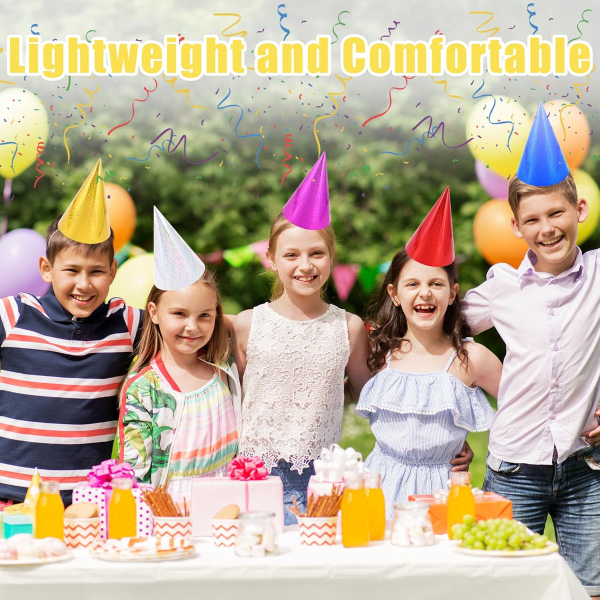 CANREVEL Party Hats for Kids and Adults, Birthday Party Headwear Supplies, Cone Hats Bulk for Girls