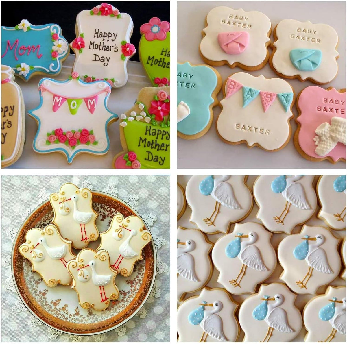 8 PCS Plaque Frame Cookie Cutters, Stainless Steel Plaque Plate Cookie Cutter Fondant Cake