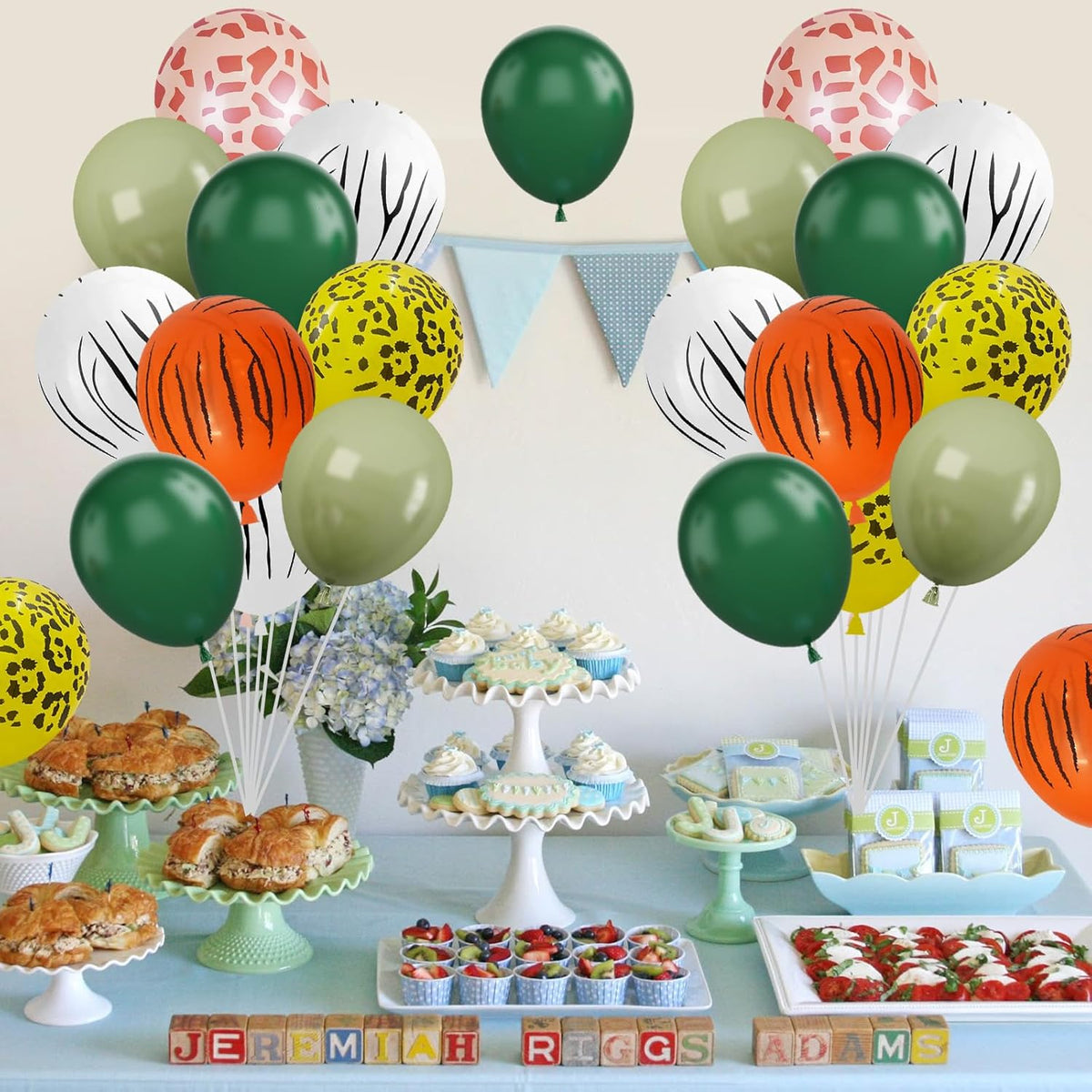 Sage Green & Olive Green Animal Print Safari Balloons - 12 Inch (4 Kinds) for Jungle Safari Theme