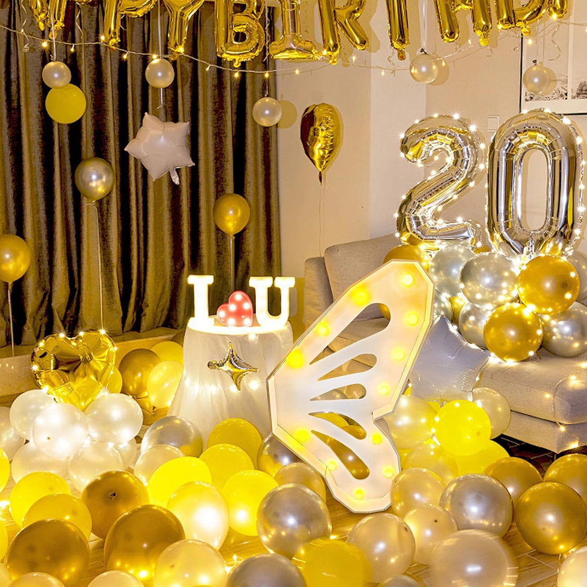 Light up Butterfly,Light up Letter Marquee Lights Sign,Balloon Frame for Baby Shower Birthday