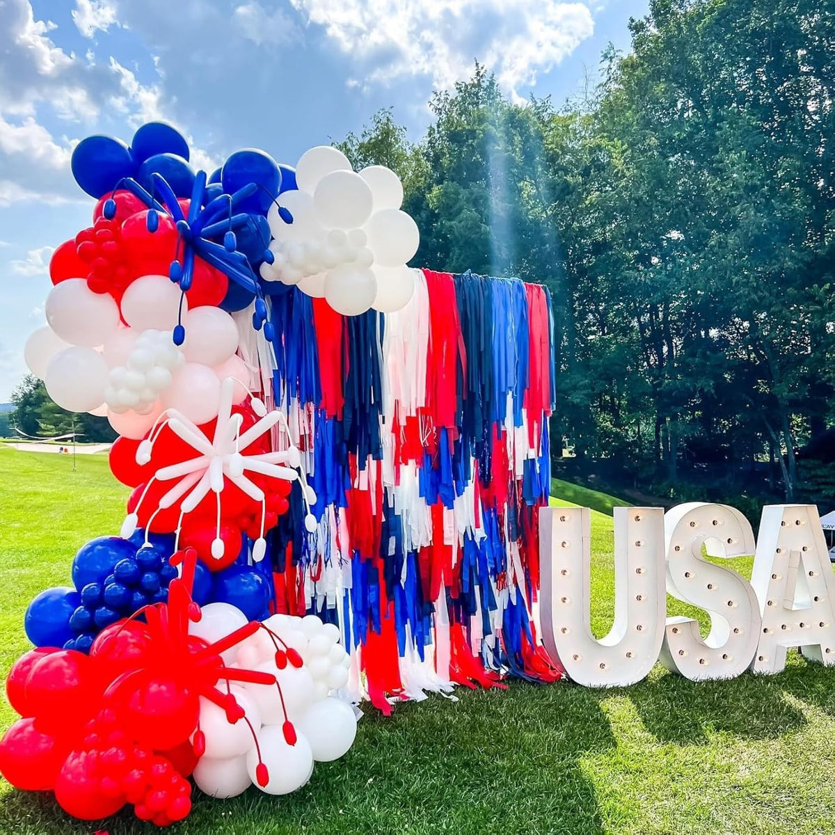 Red White Blue Balloons,50 Pcs 12 Inch Red Blue White Confetti Latex 4th of July Patriotic Nautical