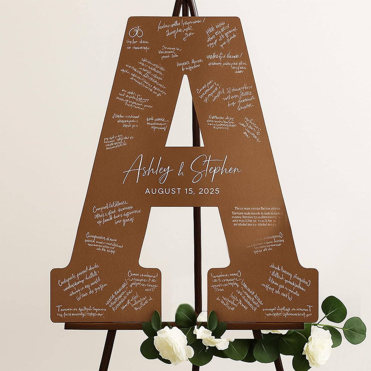 NAZENTI Wedding Guest Book Alternative Wooden Letter Personalized, Custom Initial Wedding Guest