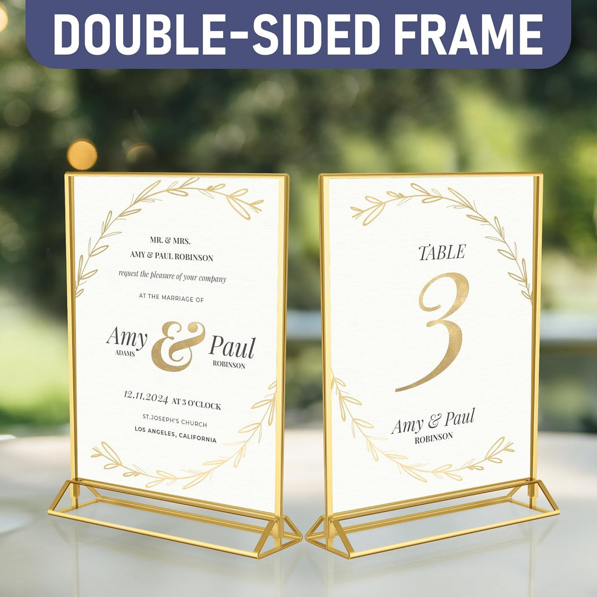 Dasher Products Gold Picture Frames Double-Sided, 6-Pack 4x6 Acrylic Table Number Holders, Clear