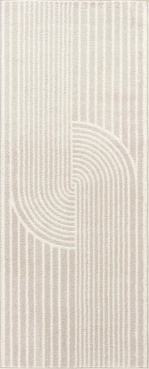 Abani Area Rug for Living Room - Nuevo 2' 6" x 6' Beige Arch Pattern Area Rug, Soft and Durable