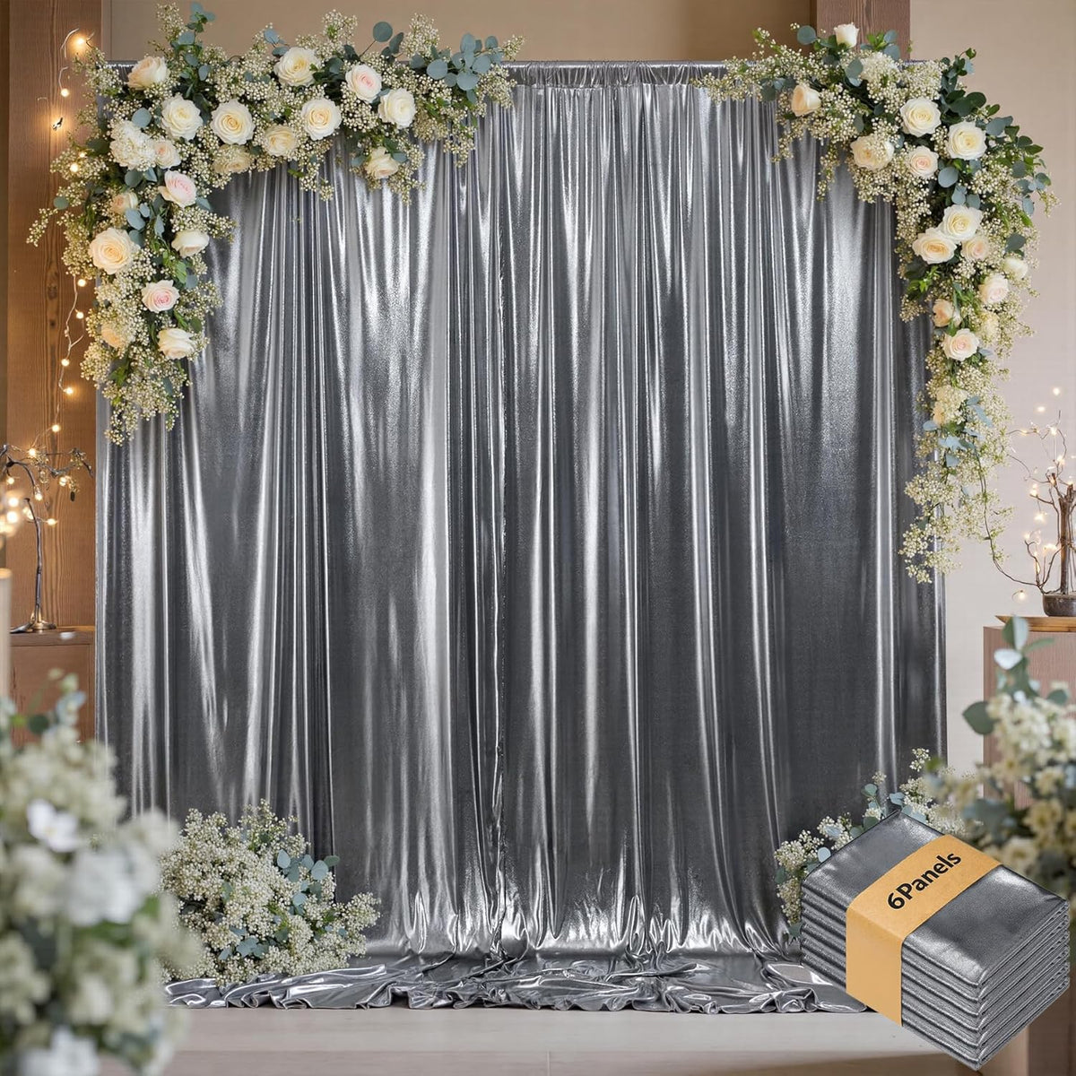 30ftx10ft Black Silver Glitter Sequin Backdrop Curtain for Parties, Wrinkle Free Sparking Backdrop