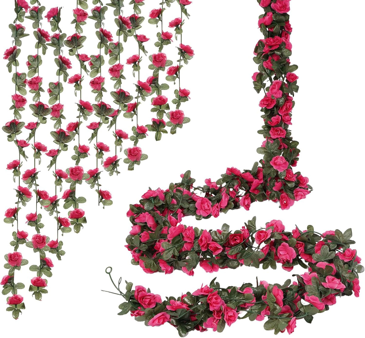 10 Pcs 82FT Flower Garland, Artificial Rose Garland Flowers Plants Fake Flower Hanging Rose Ivy