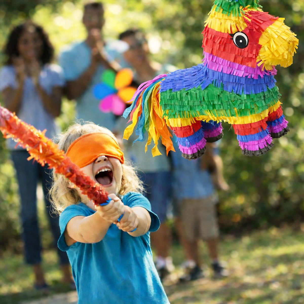 GIFTEXPRESS 16" Rainbow Donkey Pinata- Benito the Donkey - with Full-Size 33" Pinata Stick and