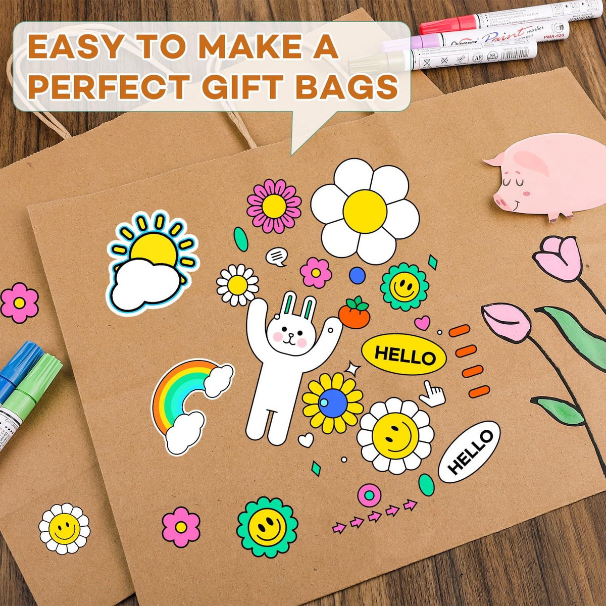 BURVAGY 16x6x12 Inch 100 Pcs Large Kraft Paper Bags with Handles Bulk, Brown Gift Kraft Shopping