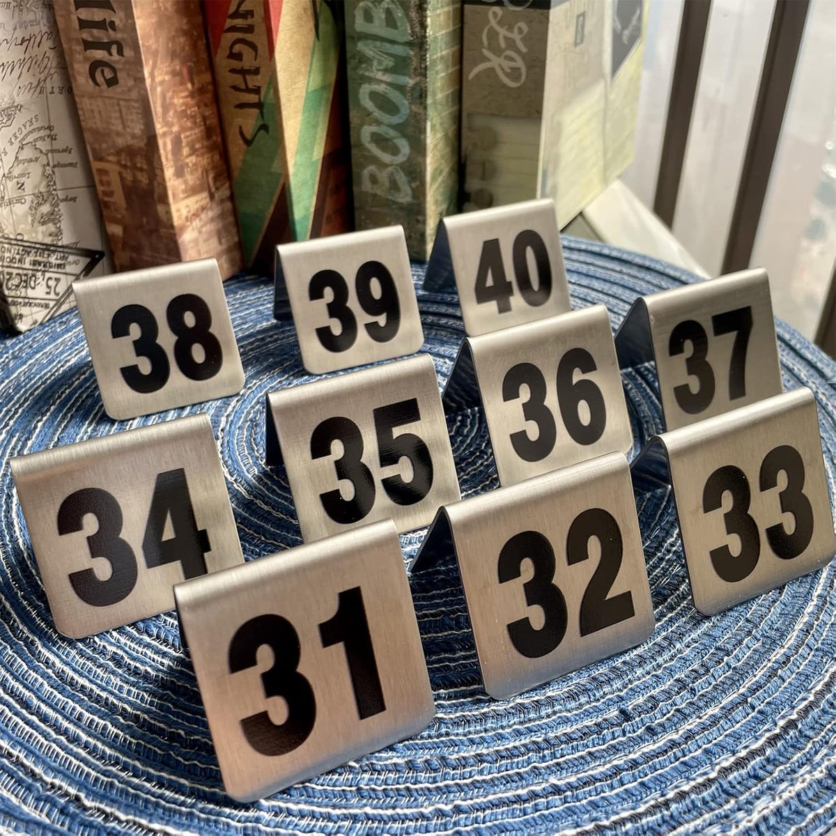 10 Pcs Metal Place Cards Stackable Tent Style Table Numbers，Place Card Holders for Celebration
