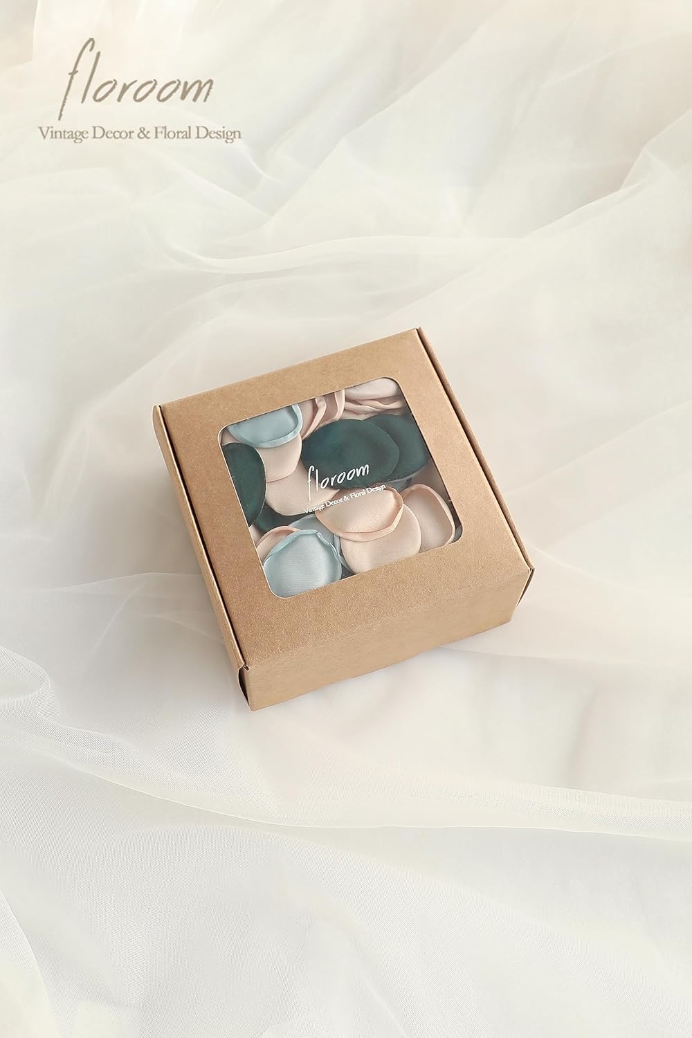 Floroom 300pcs Rose Petals Emerald Green Champagne Faux Silk Flower Petals for Wedding Flower Girl