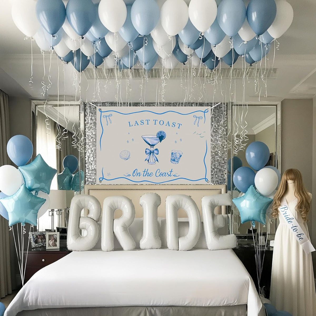 Last Toast on the Coast Bachelorette Decorations Blue bridal shower Blue Balloon Garland Kit with
