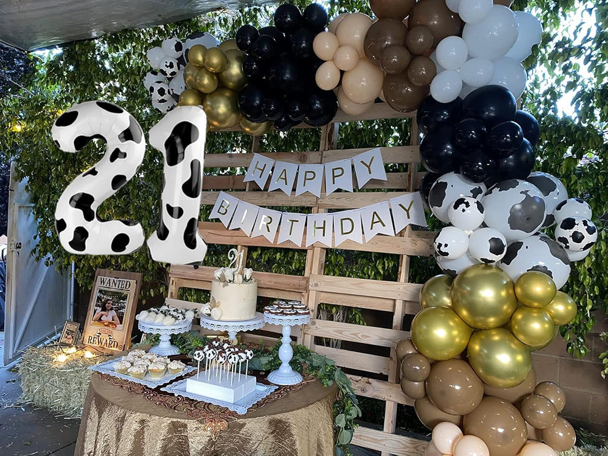 Cow Print Number Balloon Birthday Decorations, 40 inch Number balloon 0-9(Zero-Nine), Cow Balloon