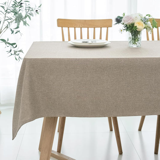 maxmill Linen Texture Tablecloth Water Resistance Antiwrinkle Spillproof Wipeable Washable Fabric