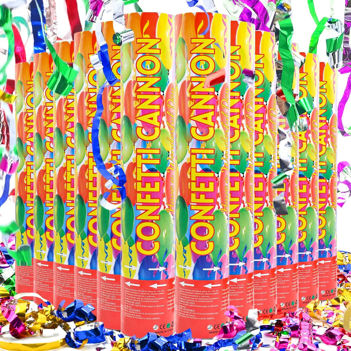 Confetti Poppers 12Pack Streamer Confetti Cannon 12inch Multicolor Confetti Party Poppers Foil