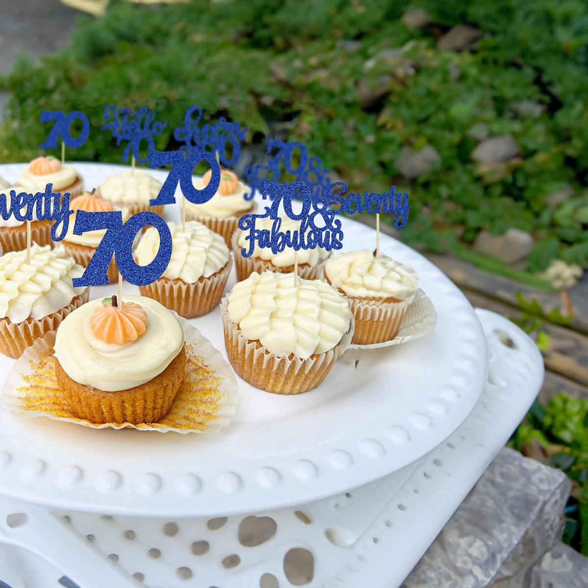 30Pcs Happy 70th Birthday Cupcake Toppers Seventy Cheers to 70 Years Old Birthday Cupcake Picks for