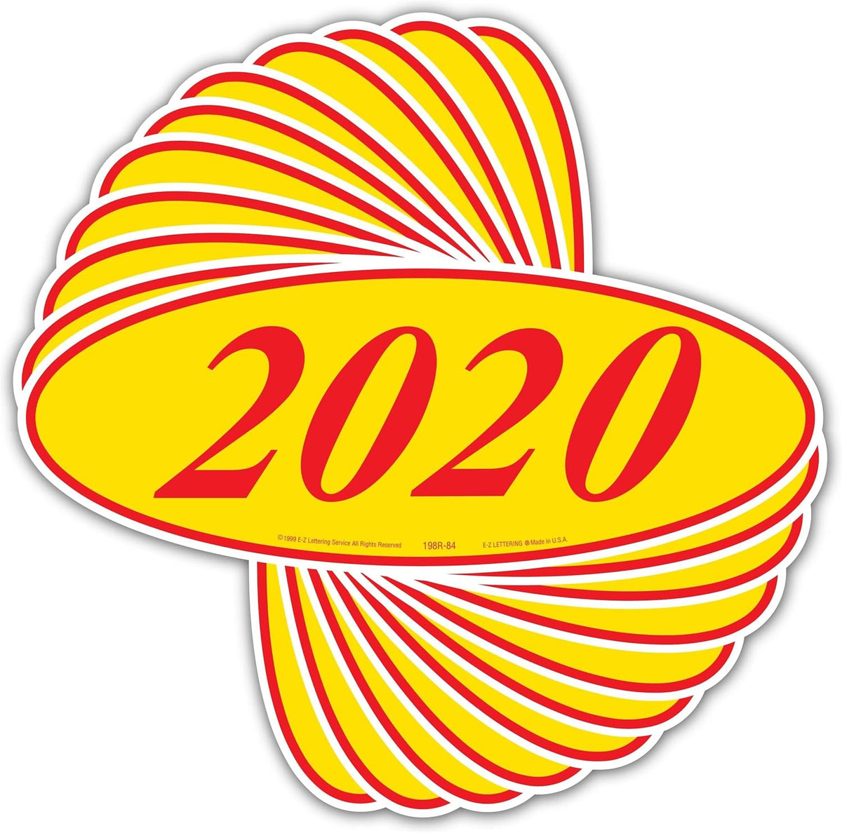 EZ-Line Oval Model Windshield Year Stickers for Car Windows Red and Yellow Large Vinyl Dealership