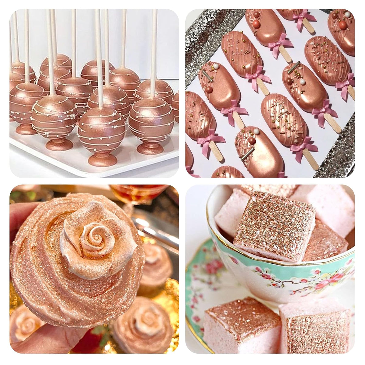 Rose Gold Edible Glitter Spray 10g Herbeklab Edible Rose Gold Glitter for Cakes Food Grade Drink