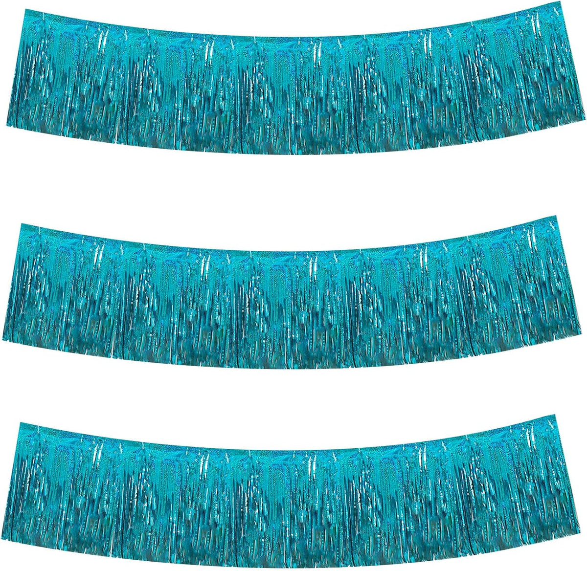 BEISHIDA 3 Packs Metallic Foil Fringe Garland Laser Lake Blue Wall Hanging Tinsel Fringe Banners