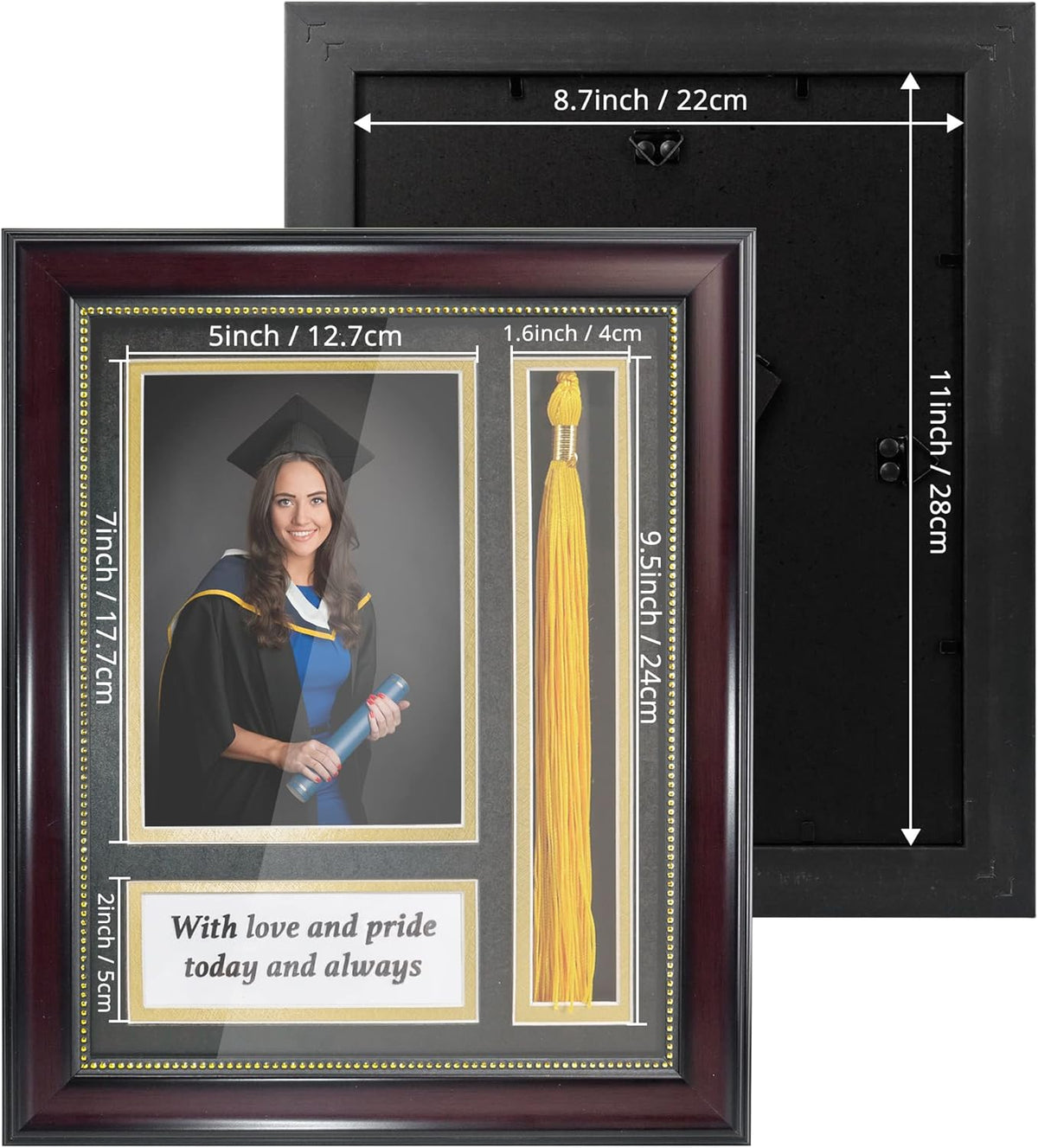 GraduationMall Graduation Photo Shadow Box Frame with Tassel Holder for 5x7 Pictures,Real