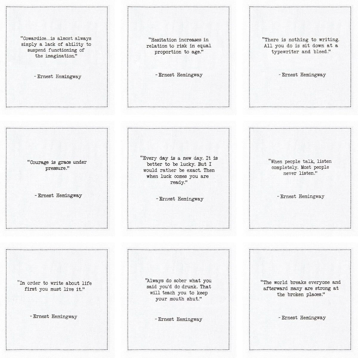 Five Star Napkins Hemingway Quotes, White Cotton Cocktail Napkins, Beverage Napkins, Bar Napkins