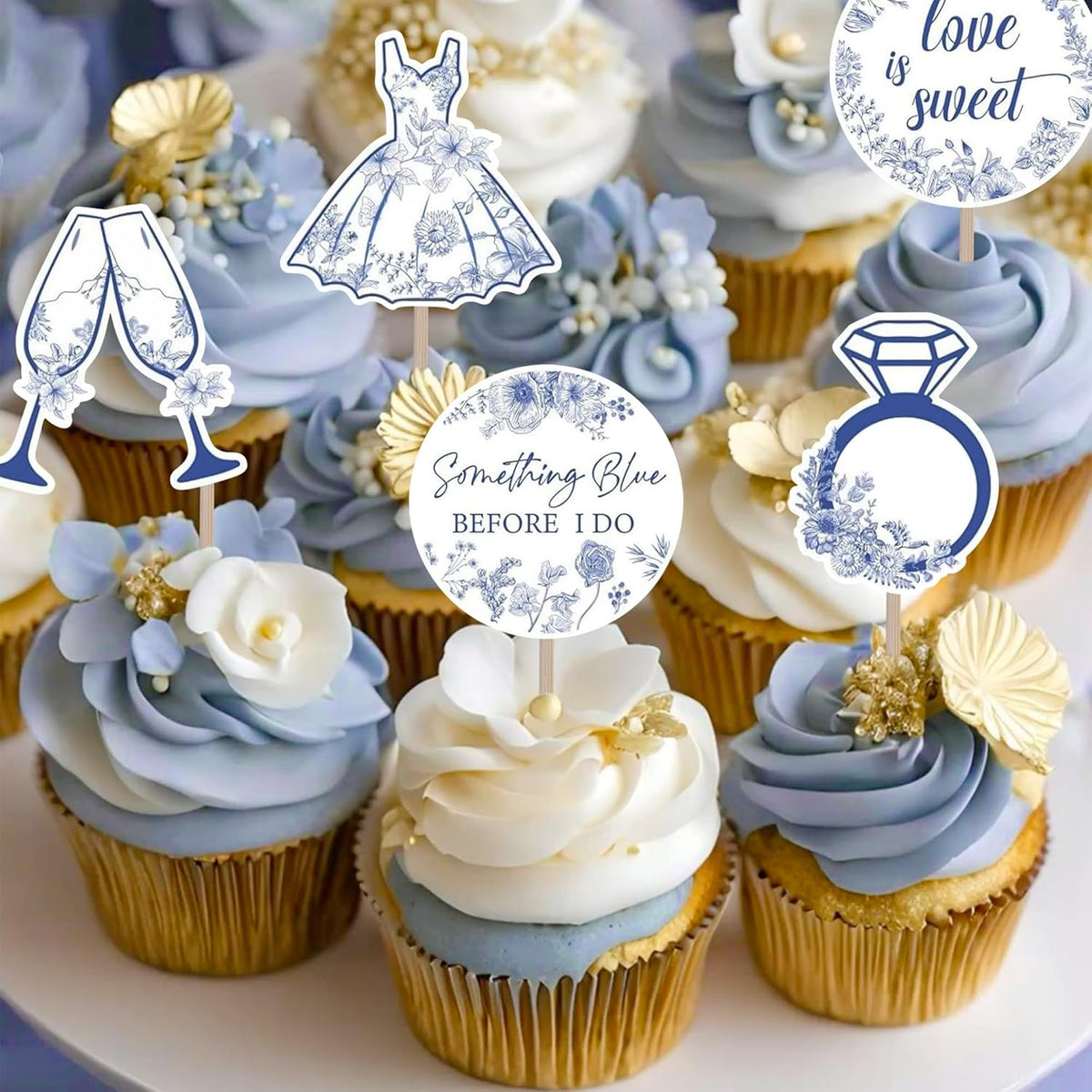 20PCS Something Blue Before I Do cupcake toppers,Something Blue Before I Do Bridal Shower