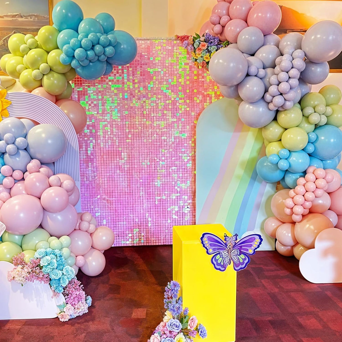 Pastel Balloons, 60PCS Macaron Pink Purple Blue Latex Balloon, Pastel Color Ice Cream Balloon for