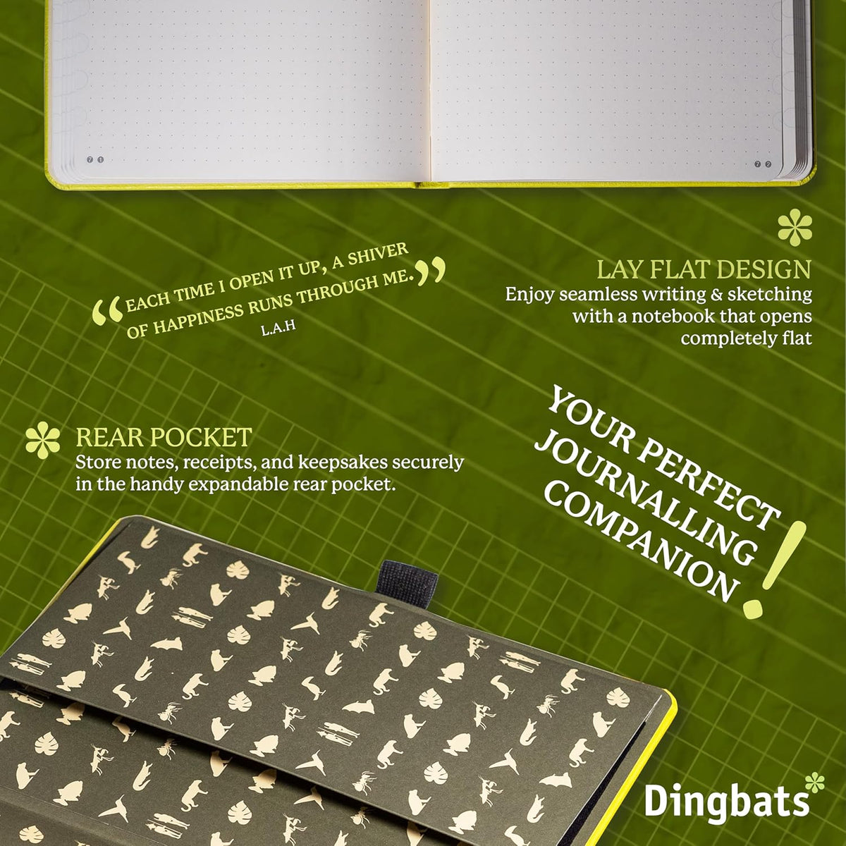 Dingbats* Earth Dotted Writing Journal Notebook A5 - Vegan Leather Hardcover - Ideal for Work