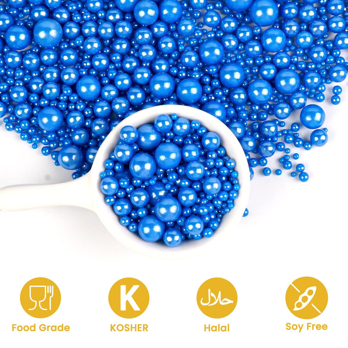 Edible Blue Sugar Sprinkles, Edible Sprinkles for Cake Decorating, Cupcake Toppers, Cake