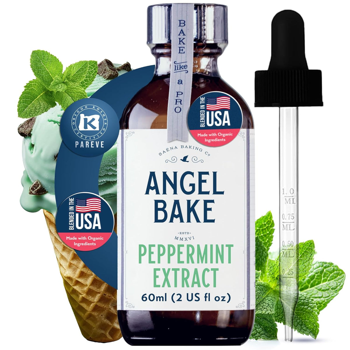 Pure Peppermint Extract for Baking & Mixology - Culinary Grade Peppermint Essence and Flavoring
