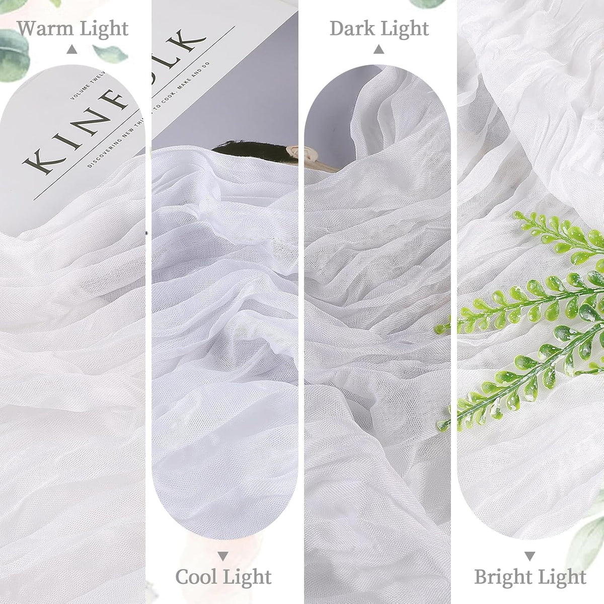 6 Pack White Cheesecloth Table Runner 10FT Long Boho Gauze Table Runner Rustic Sheer Runner for