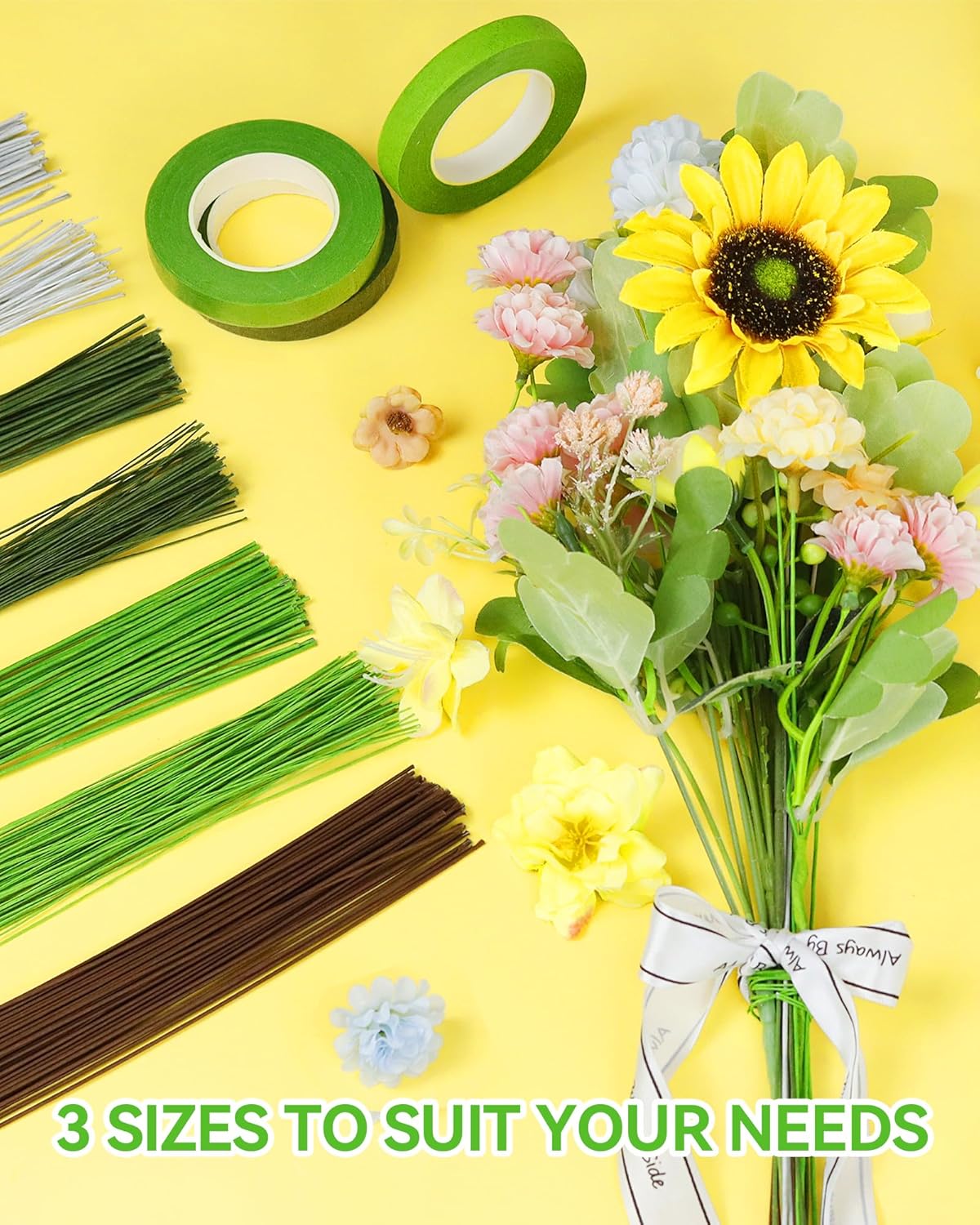 120 PCS FIVEIZERO 18 Gauge MixColor Floral Wire Stems for Artificial Flower Making,Florist
