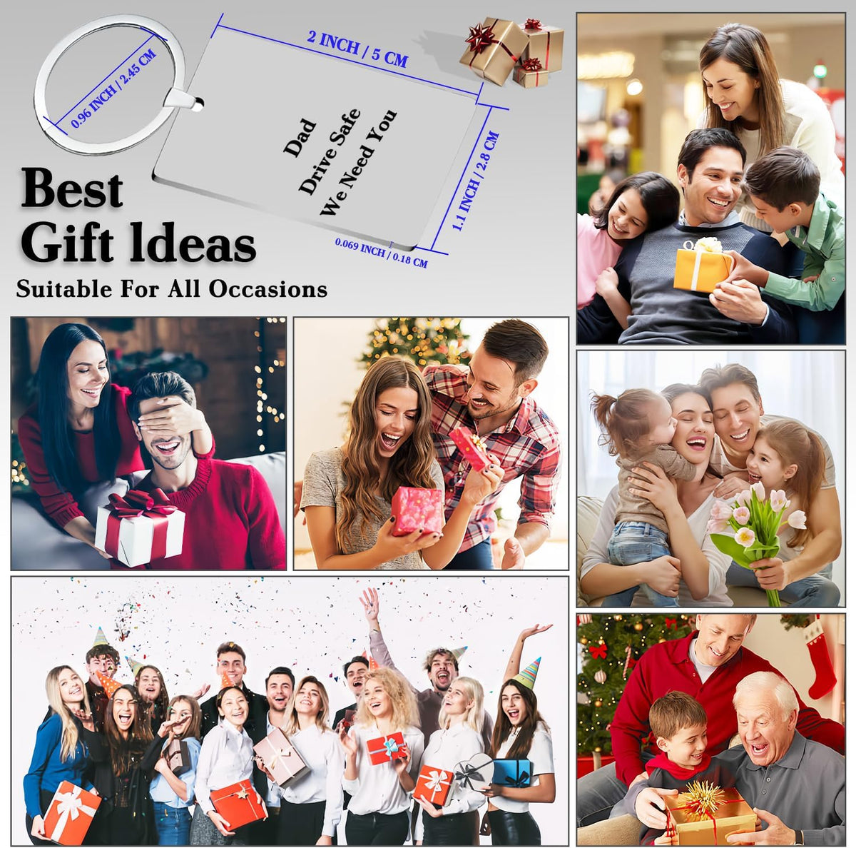 Custom Keychain with picture Double-sided Personalized Your Photo/Text/Icon for Men Family