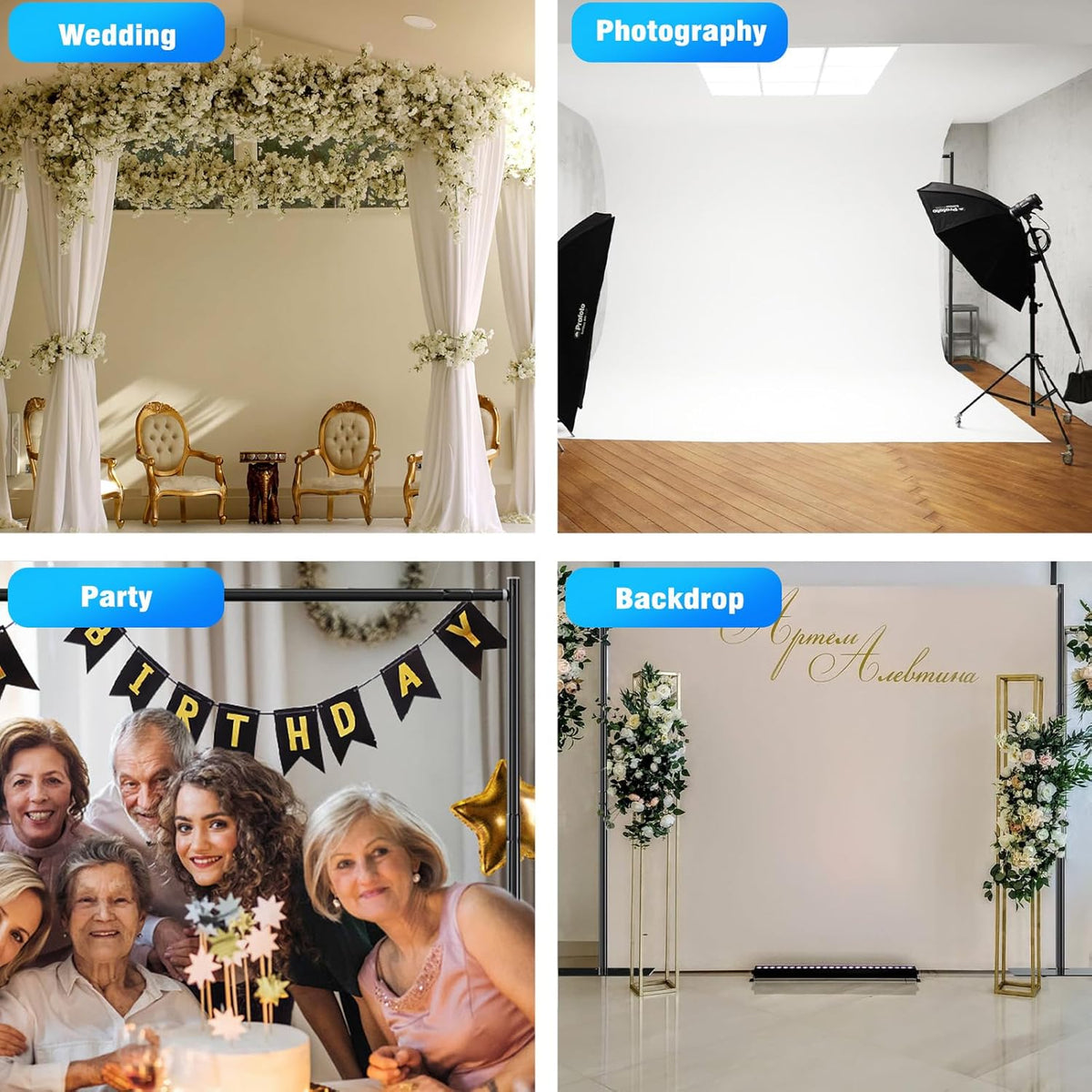 Pipe and Drape Backdrop Stand Kit Backdrop Stand For Parties 10x10 FT Adjustable Photo Backdrop