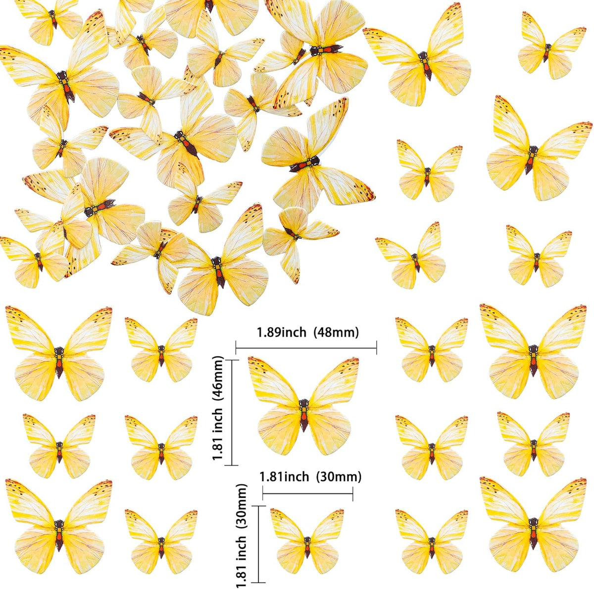 Ephlyn 72Pcs Edible 3D Realistic Cupcake Toppers - Cute Butterfly Cake Picks for Baby Shower, Boys