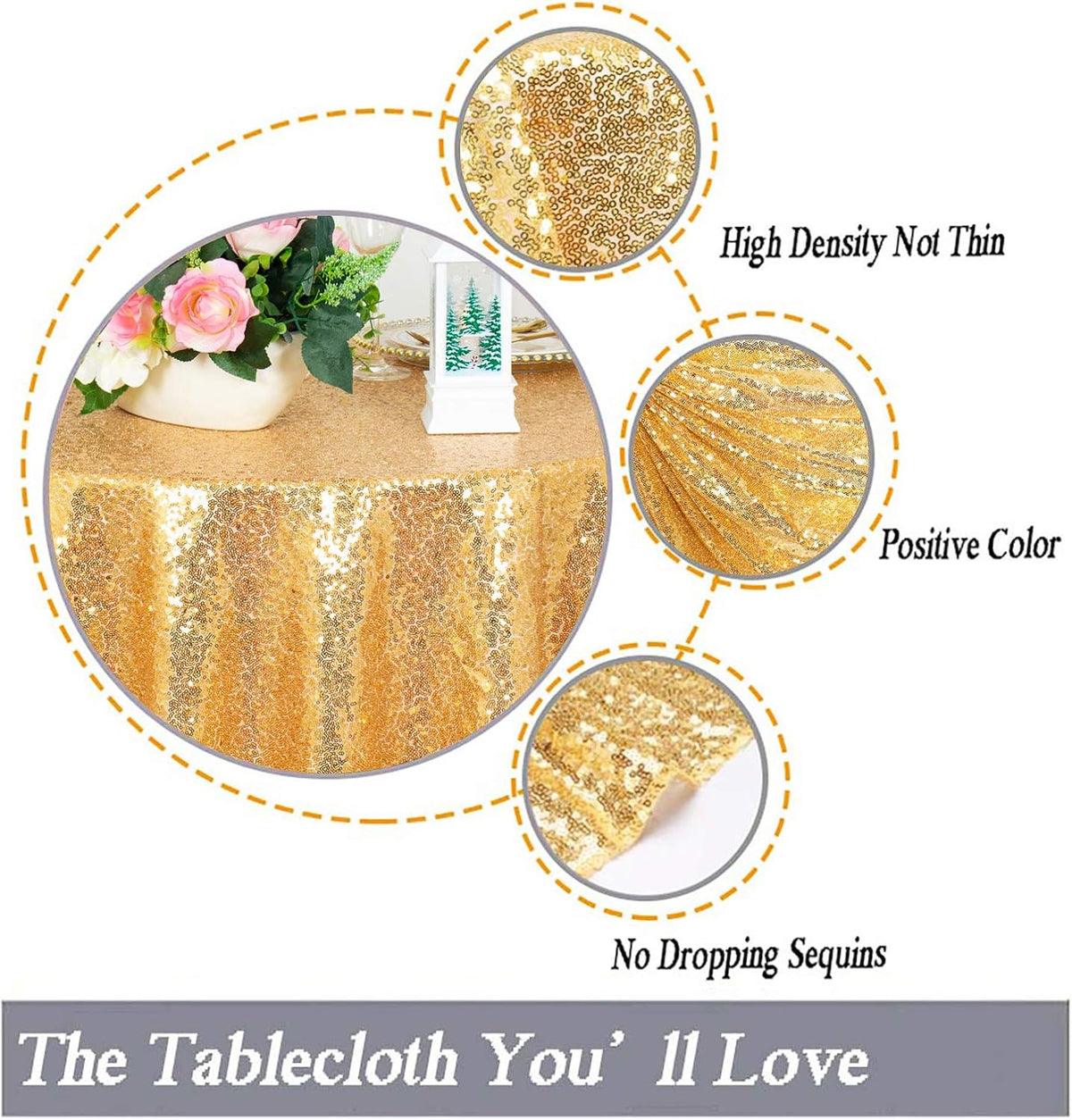 ShinyBeauty Gold Tablecloths 36X36 Inch, 2 Pieces Sequin Table Cloth for Party Sparkle Tablecloth