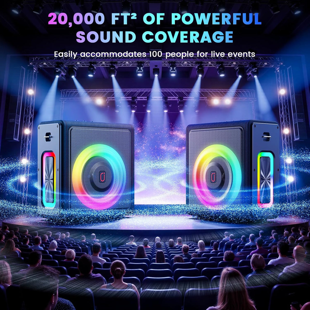 Karaoke Machine with 3 Wireless Mics | Bluetooth 5.3 Speaker with Echo Adjustment & Auto Pitch