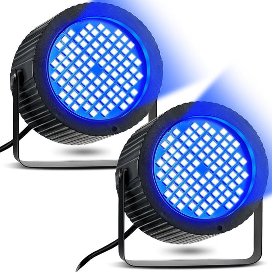 Funtery 2 Pcs Bright White Strobe Light 88 LEDs Flash Party Lighting Speed and Sound Modes Flashing