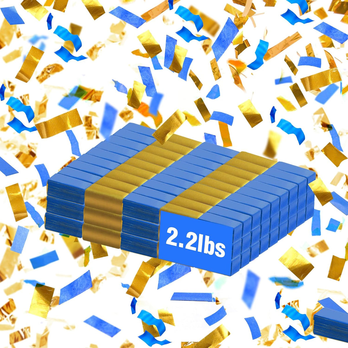 Blue & Gold Confetti Paper - BULK 2.2lbs | 1kg, Biodegradable Tissue Paper, Rainbow Light Weight