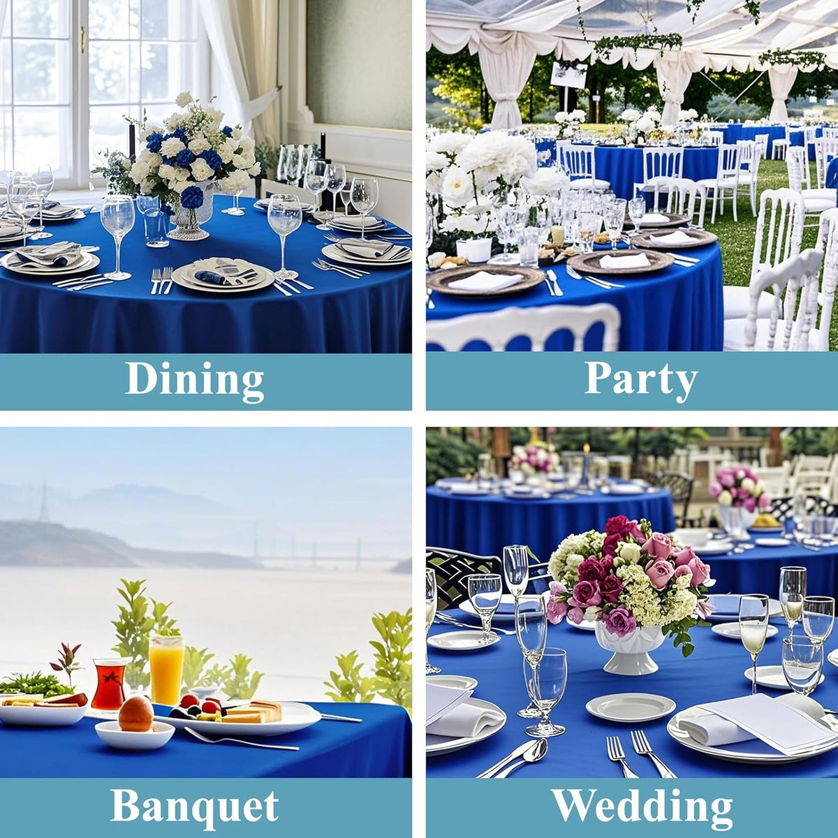 VidaFete Tablecloth 10 Pack 120inch Round Table Cloth Polyester, Stain Wrinkle Resistant Polyester