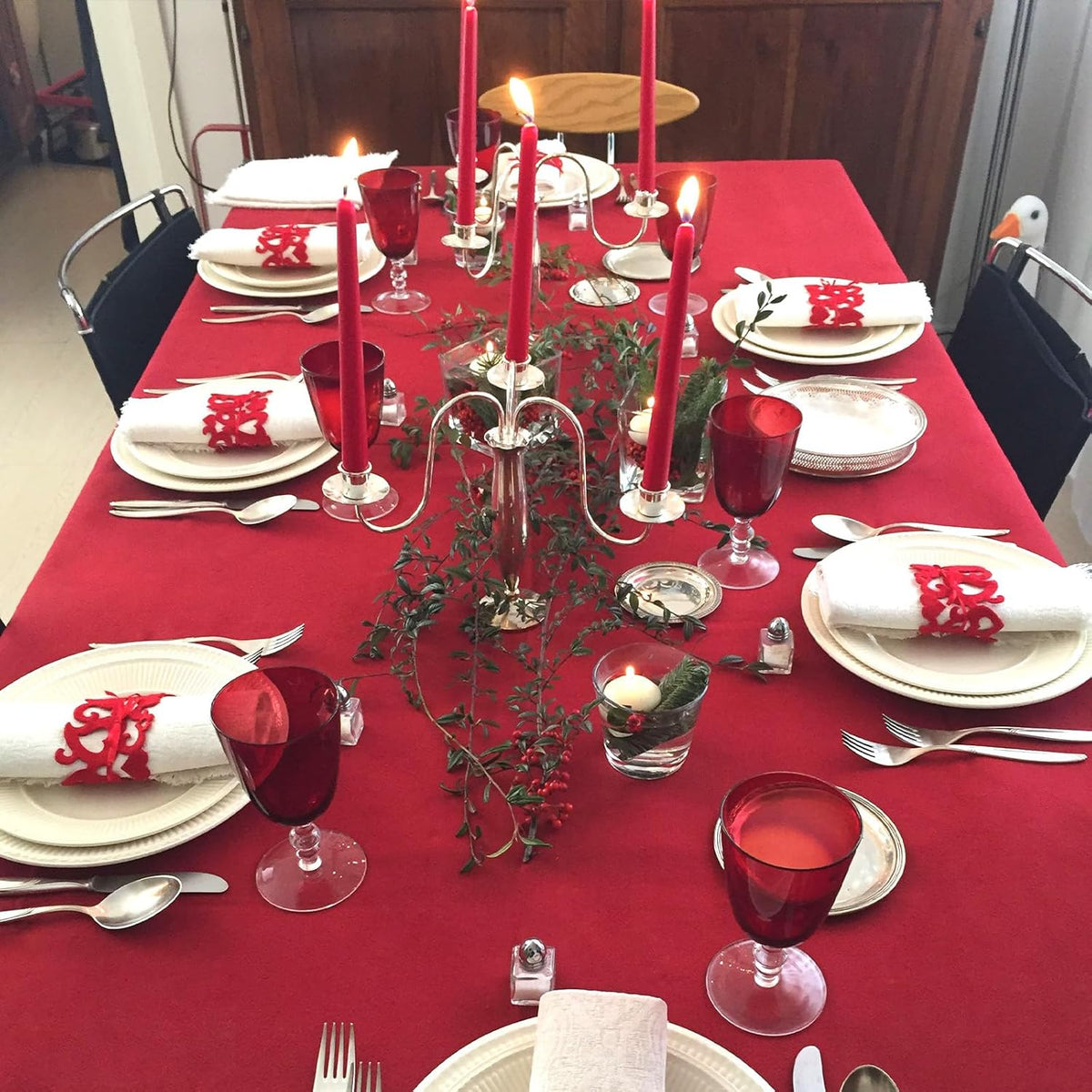 CozRhythm 8 Pack Red Tablecloth 60 x 126 Inch Rectangular Tablecloths for 8 Foot Rectangle Tables