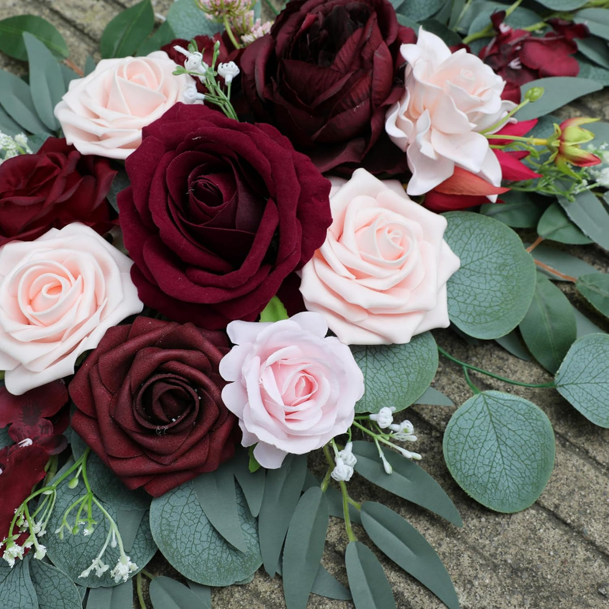 ponatia Wedding Arch Flowers (Pack of 2), Artificial Burgundy Wedding Flowers for Wedding Welcome