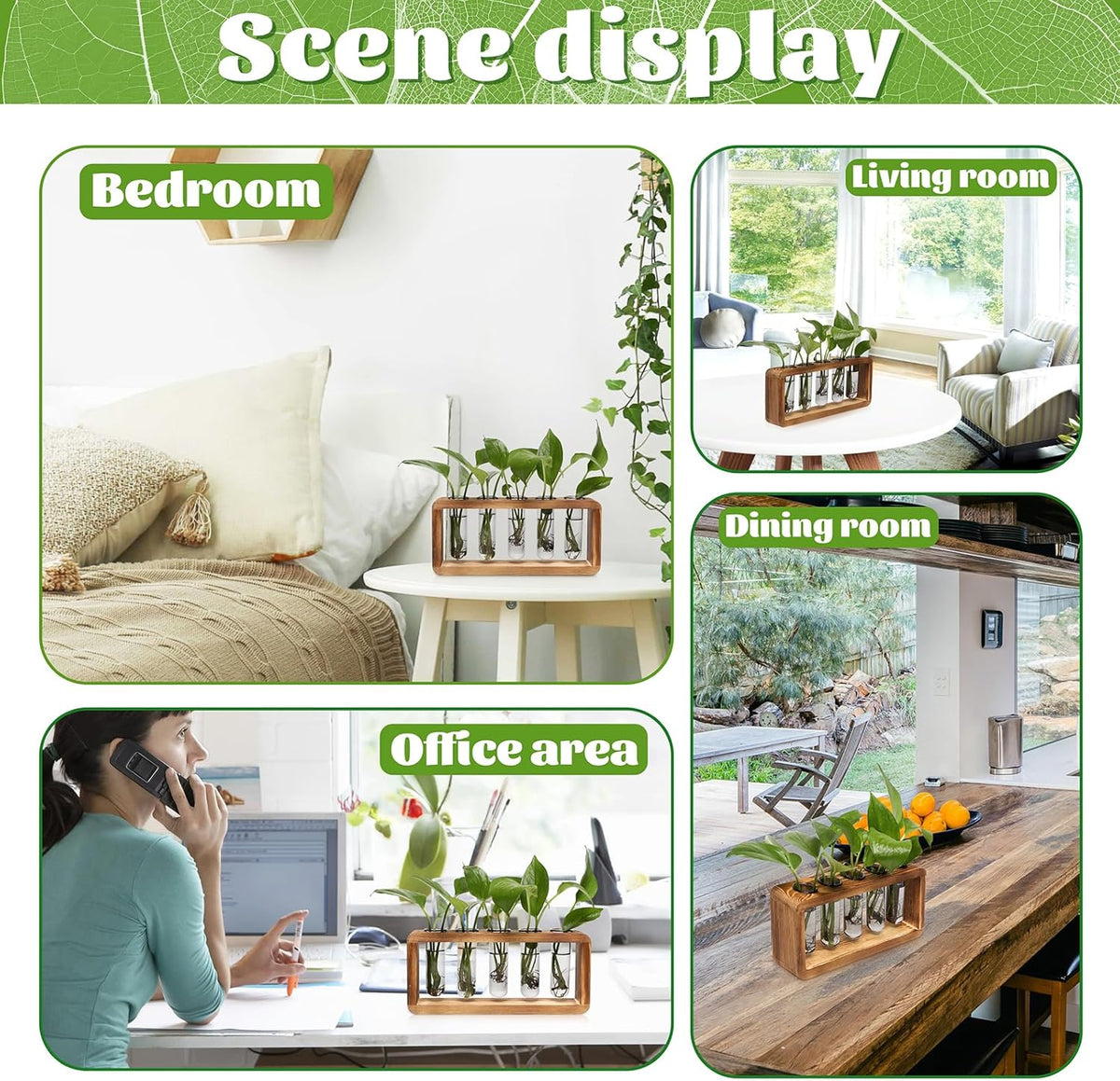 Glass Plant Propagation Station with 5 Test Tubes Colorful Planter Vase Birthday Gifts for Women in