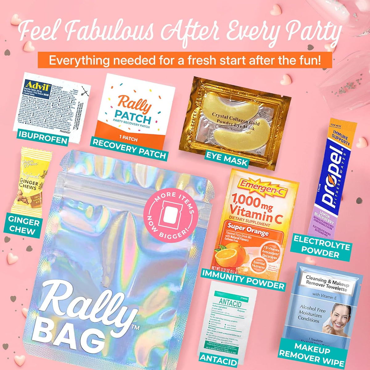 The Rally Bag - 1 Pre-Filled Hangover Kit for Bachelorette Party Favors, 21st Birthday Gift