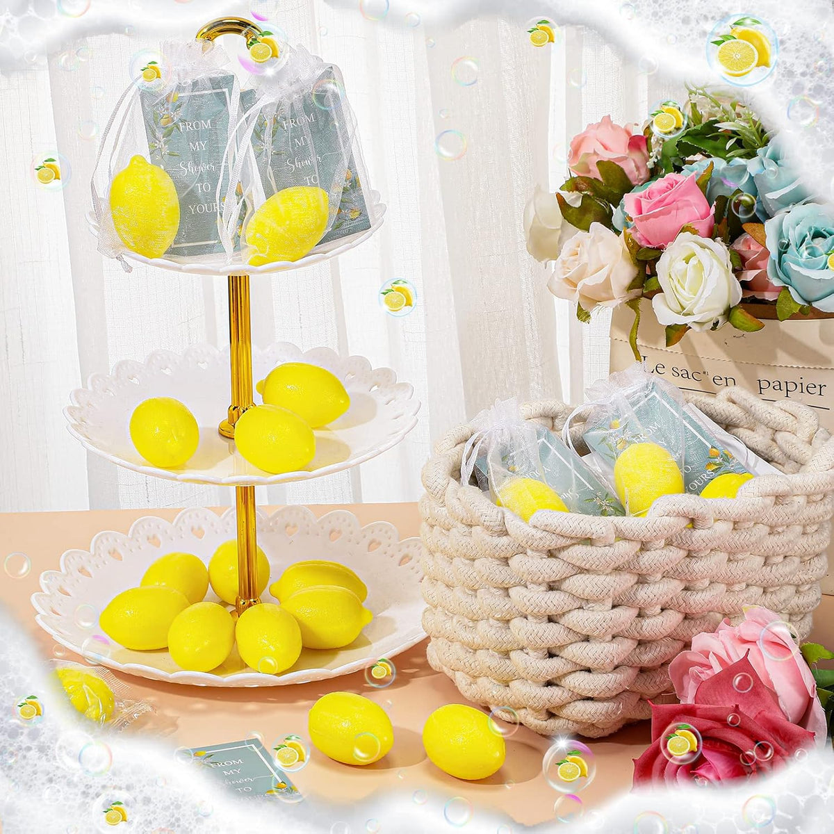 Lounsweer Set of 20 Wedding Lemon Soap Favors Mini Bridal Shower Favors Natural Lemon Shaped Soap